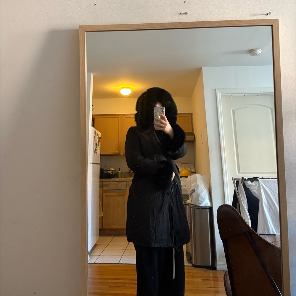 Black Real fox FurCoat parka